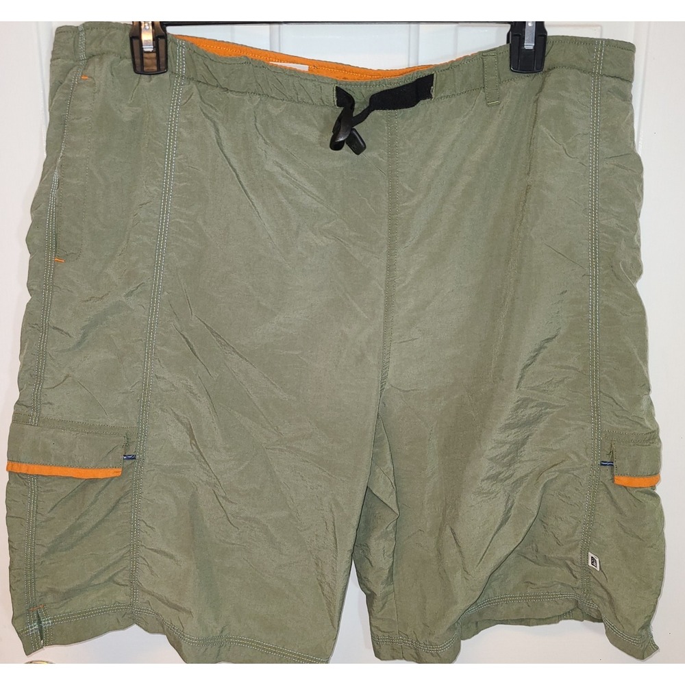 REI Co-op Nylon Cargo Shorts Mens XL Olive Sahara Stretch Hiking Outdoor Utility